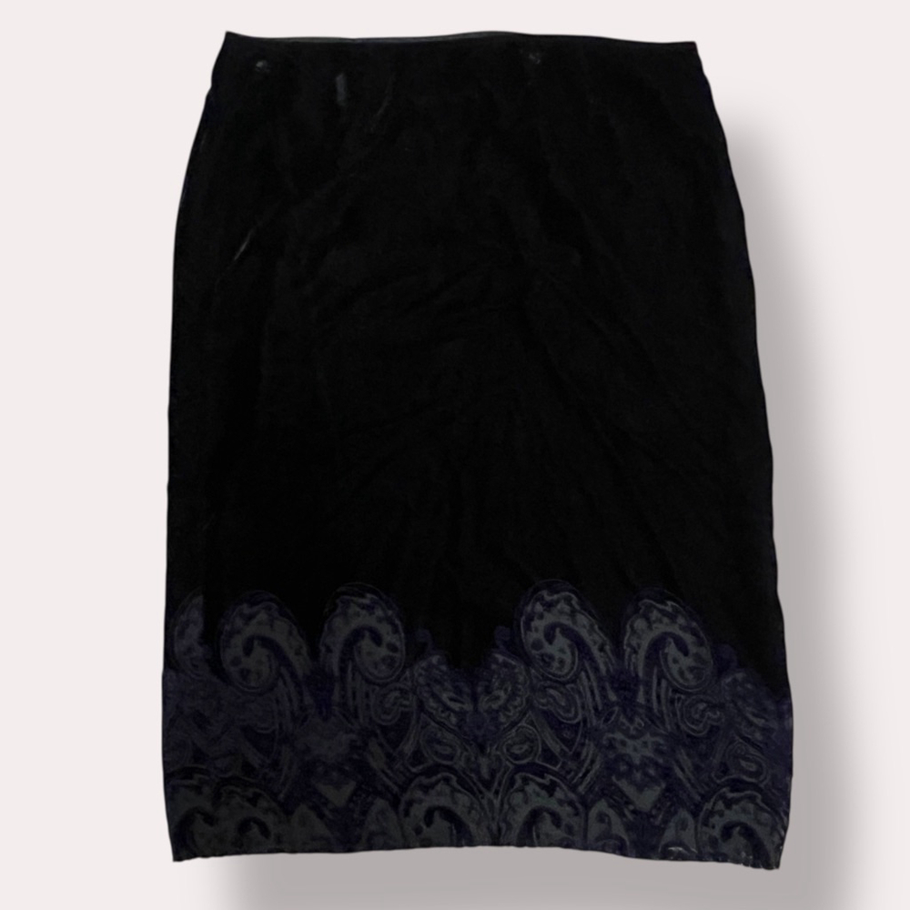 Mirasol Woman Black Velvet Skirt Paisley Burnout Lined 1X